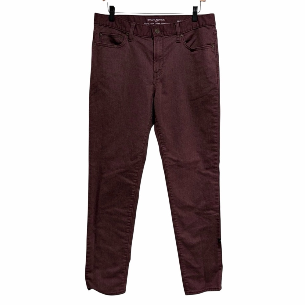 2/$25 Banana Republic Maroon Slim Fit Travel Jeans Pants High Rise Soft